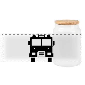 Camion de pompiers - Boîte à biscuits avec couvercle en bois - blanc - Devant
