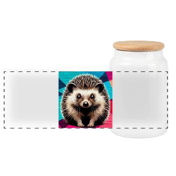 hérisson - Boîte à biscuits avec couvercle en bois - blanc - Devant