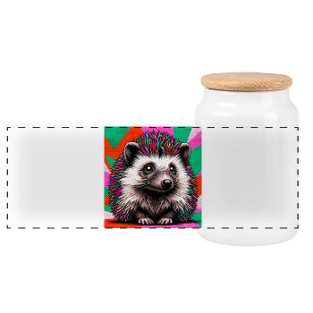 hérisson - Boîte à biscuits avec couvercle en bois - blanc - Devant