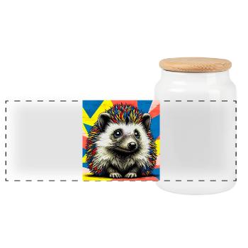 hérisson - Boîte à biscuits avec couvercle en bois - blanc - Devant