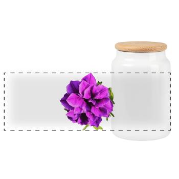 Purple petunia flower - Panoramic Cookie Jar with Wooden Lid - white - Front