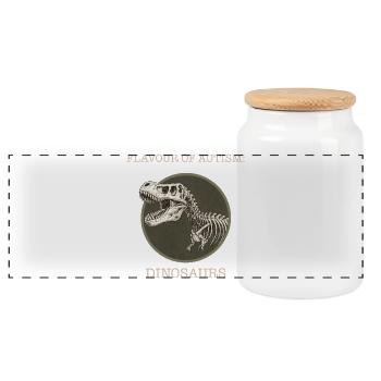 Flavor of Autism: Dinousaurs - Panoramic Cookie Jar with Wooden Lid - white - Front