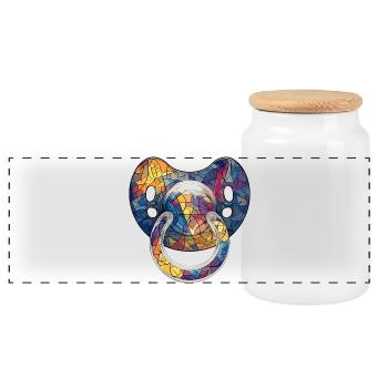 Colorful pacifier - Mosaik Babywelt - Panoramic Cookie Jar with Wooden Lid - white - Front