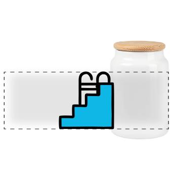 Pool Ladder Swimming Pool Icon - Panoramic Cookie Jar with Wooden Lid - white - Front
