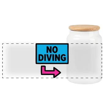 No Diving Schild Pool Retro - Panorama Keksdose mit Holzdeckel - Weiß - Vorne
