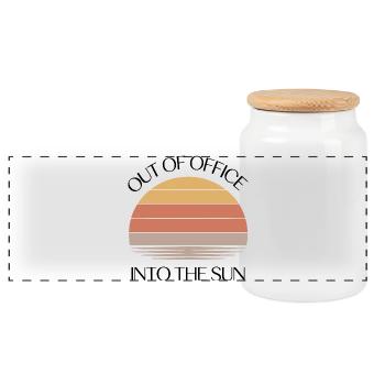 Vintage rétro de coucher de soleil de Out of the Office - Boîte à biscuits avec couvercle en bois - blanc - Devant