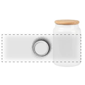 Motif d’anneaux de points Halo - Boîte à biscuits avec couvercle en bois - blanc - Devant
