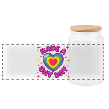 Mois de la Fierté LGBTQ - Passez une journée gay - Boîte à biscuits avec couvercle en bois - blanc - Devant