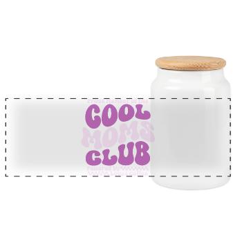 Mom Gift Mother's Day - Cool Moms Club - Panoramic Cookie Jar with Wooden Lid - white - Front