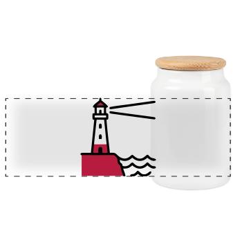 Lighthouse Coast Maritime Sea - Panoramic Cookie Jar with Wooden Lid - white - Front