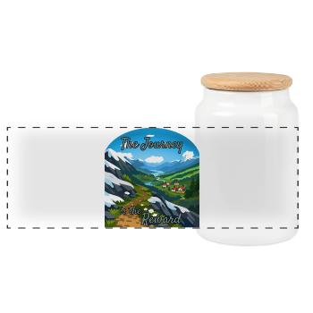 The journey is the goal – mountain path - Panoramic Cookie Jar with Wooden Lid - white - Front