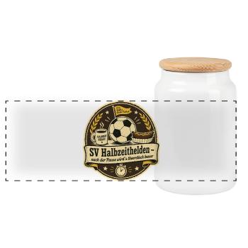 SV Halbzeithelden - Panorama Keksdose mit Holzdeckel - Weiß - Vorne