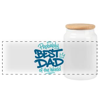 Meilleur Papa du Monde - Boîte à biscuits avec couvercle en bois - blanc - Devant