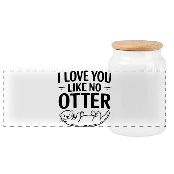 I Love You Like No Otter - Panoramic Cookie Jar with Wooden Lid - white - Front