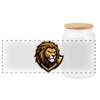 La bande dessinée Lion - Boîte à biscuits avec couvercle en bois - blanc - Devant