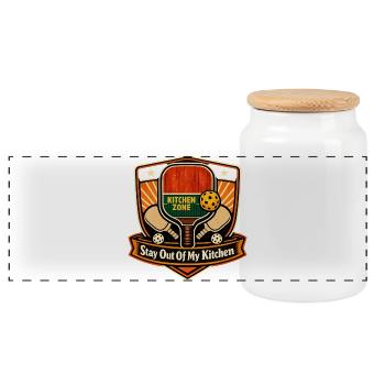 Stay out of my kitchen - Panoramic Cookie Jar with Wooden Lid - white - Front