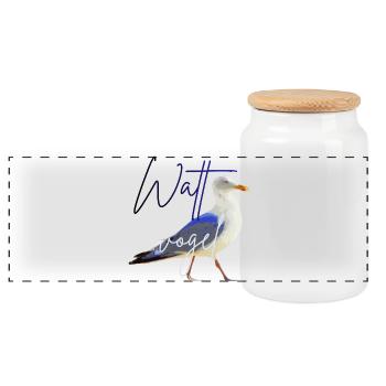 Wattvogel_3.2 - Panoramic Cookie Jar with Wooden Lid - white - Front
