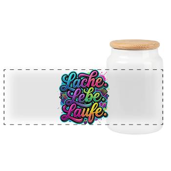 Laugh Live Run Graffiti - Boîte à biscuits avec couvercle en bois - blanc - Devant