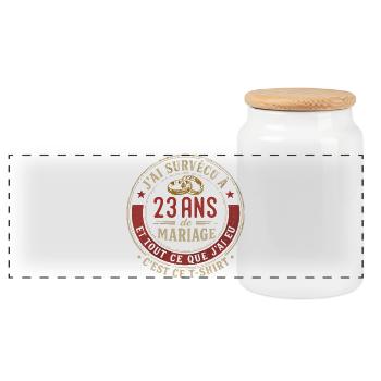 Humour Anniversaire : J'ai Survécu à 23 Ans - Boîte à biscuits avec couvercle en bois - blanc - Devant