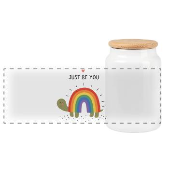 Pride Month LGBTQ – Sei einfach du selbst - Panorama Keksdose mit Holzdeckel - Weiß - Vorne