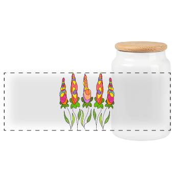 Blumen - Panorama Keksdose mit Holzdeckel - Weiß - Vorne