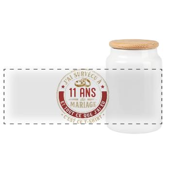 Humour Anniversaire : J'ai Survécu à 11 Ans - Boîte à biscuits avec couvercle en bois - blanc - Devant