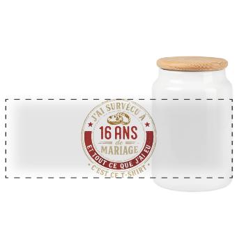 Humour Anniversaire : J'ai Survécu à 16 Ans - Boîte à biscuits avec couvercle en bois - blanc - Devant