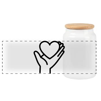 Hand Heart - Panoramic Cookie Jar with Wooden Lid - white - Front