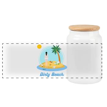 Dirty Beach - Panoramic Cookie Jar with Wooden Lid - white - Front