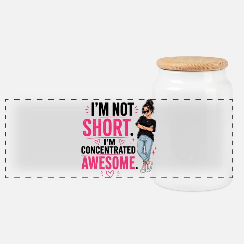 I'm Not Short I'm Concentrated Awesome - Panorama Keksdose mit Holzdeckel - Weiß