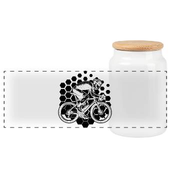Gift idea for a road bike with road bike - Panoramic Cookie Jar with Wooden Lid - white - Front