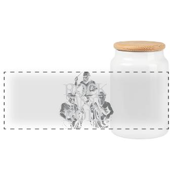 Classic Rock and Roll Philosopher Band - Panoramic Cookie Jar with Wooden Lid - white - Front