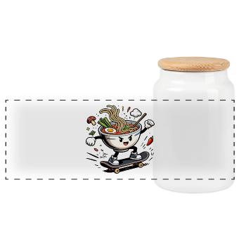 Ich kann kein Ramen essen - Panorama Keksdose mit Holzdeckel - Weiß - Vorne
