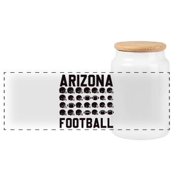Arizona Football Helmet Mosaic - Panoramic Cookie Jar with Wooden Lid - white - Front