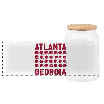 Atlanta, Georgias Gridiron Silhouettes - Panorama Keksdose mit Holzdeckel - Weiß - Vorne