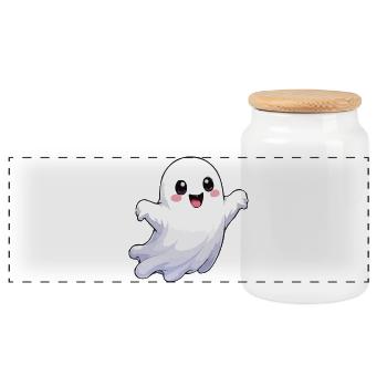 Ghost Comic Fun - Panoramic Cookie Jar with Wooden Lid - white - Front