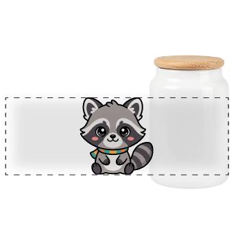 Kuschelraccoon mit Schal - Panorama Keksdose mit Holzdeckel - Weiß - Vorne