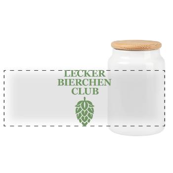 Lecker Bierchen Club - Lecker Bierchen - Bier - Panorama Keksdose mit Holzdeckel - Weiß - Vorne