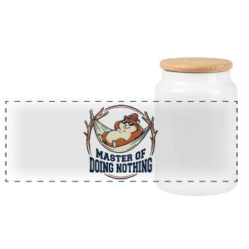 Hamster Maître de Ne Rien Faire - Boîte à biscuits avec couvercle en bois - blanc - Devant
