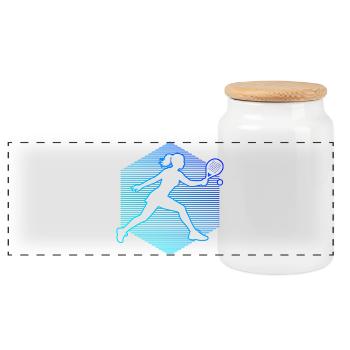 Padel Zubehör Geschenk für Padel für Anfänger Fans - Panorama Keksdose mit Holzdeckel - Weiß - Vorne