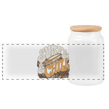 Surf and Chill - Panoramic Cookie Jar with Wooden Lid - white - Front