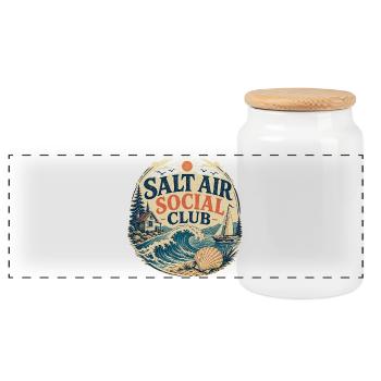 Salt Air Social Club Strandout fit  - Panorama Keksdose mit Holzdeckel - Weiß - Vorne