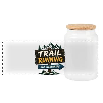 Trail Running - Run Everywhere - Panoramic Cookie Jar with Wooden Lid - white - Front