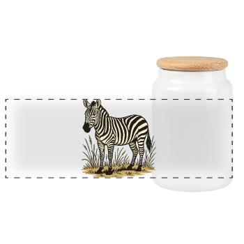 Zebra - Panorama Keksdose mit Holzdeckel - Weiß - Vorne
