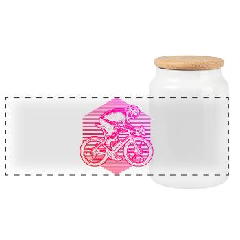 Idée cadeau pour un vélo de route avec vélo de route - Boîte à biscuits avec couvercle en bois - blanc - Devant