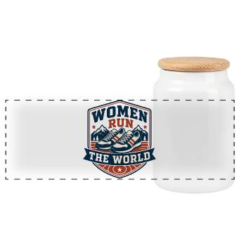 Women Rule the World - Panoramic Cookie Jar with Wooden Lid - white - Front
