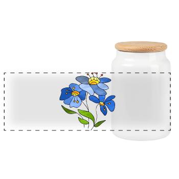 Fleur - Boîte à biscuits avec couvercle en bois - blanc - Devant