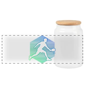 Pickleball athlete gift idea for the birthday - Panoramic Cookie Jar with Wooden Lid - white - Front