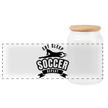 MANGEZ, DORMEZ, LE FOOTBALL RÉPÈTE - Boîte à biscuits avec couvercle en bois - blanc - Devant