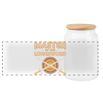 Master of the Longsword - Panoramic Cookie Jar with Wooden Lid - white - Front